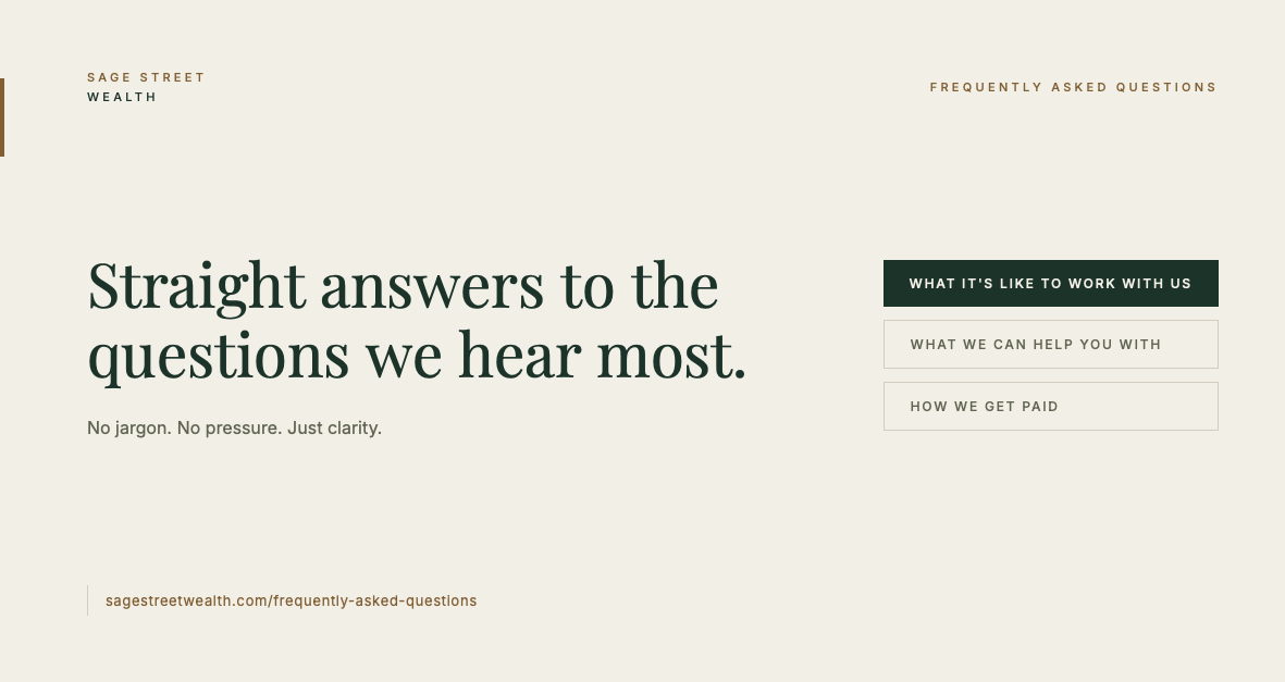 Sage Street Wealth frequently asked questions